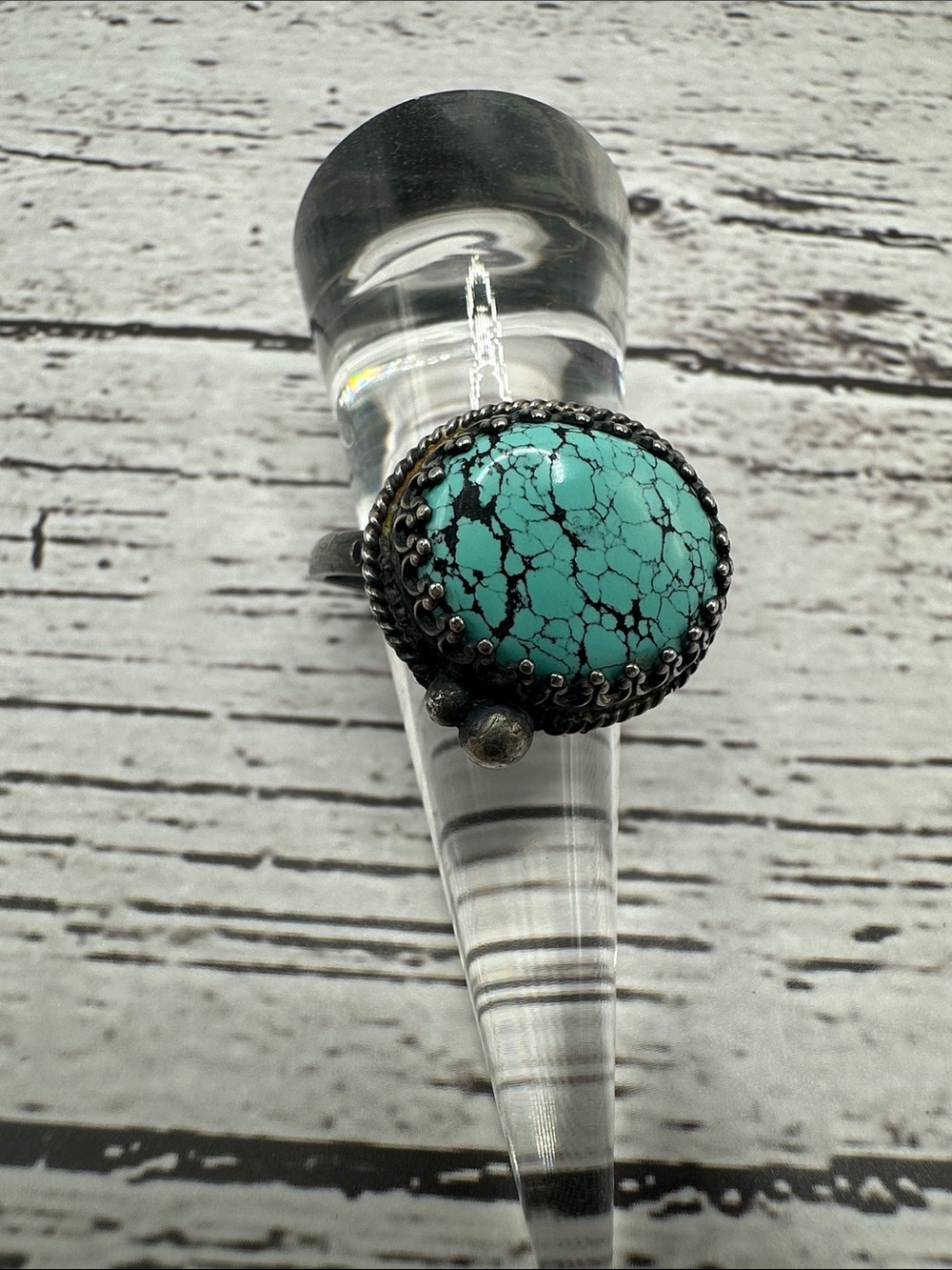 Handmade Turquoise Cabochon Statement Ring - Women Jewelry